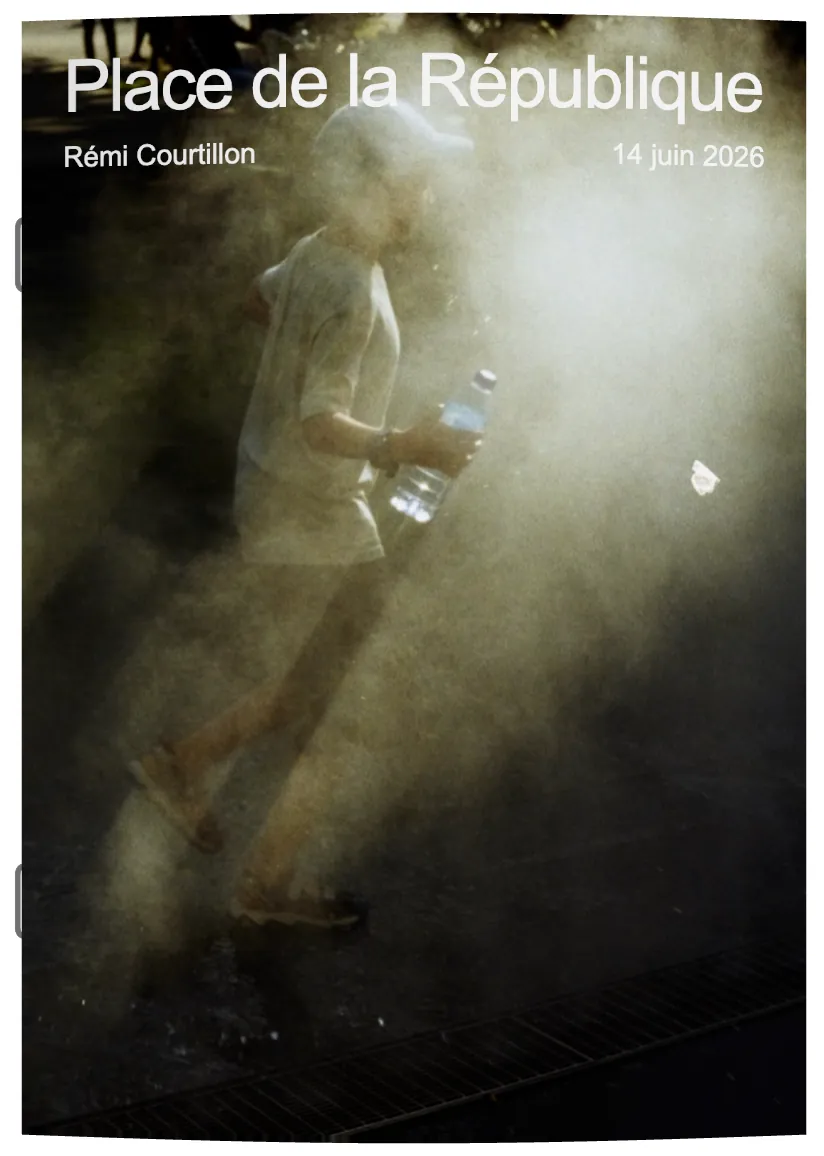 The cover of Place de la République, a photo fanzine printed at home with Aldo Reborn, the photo fanzine app for Mac.